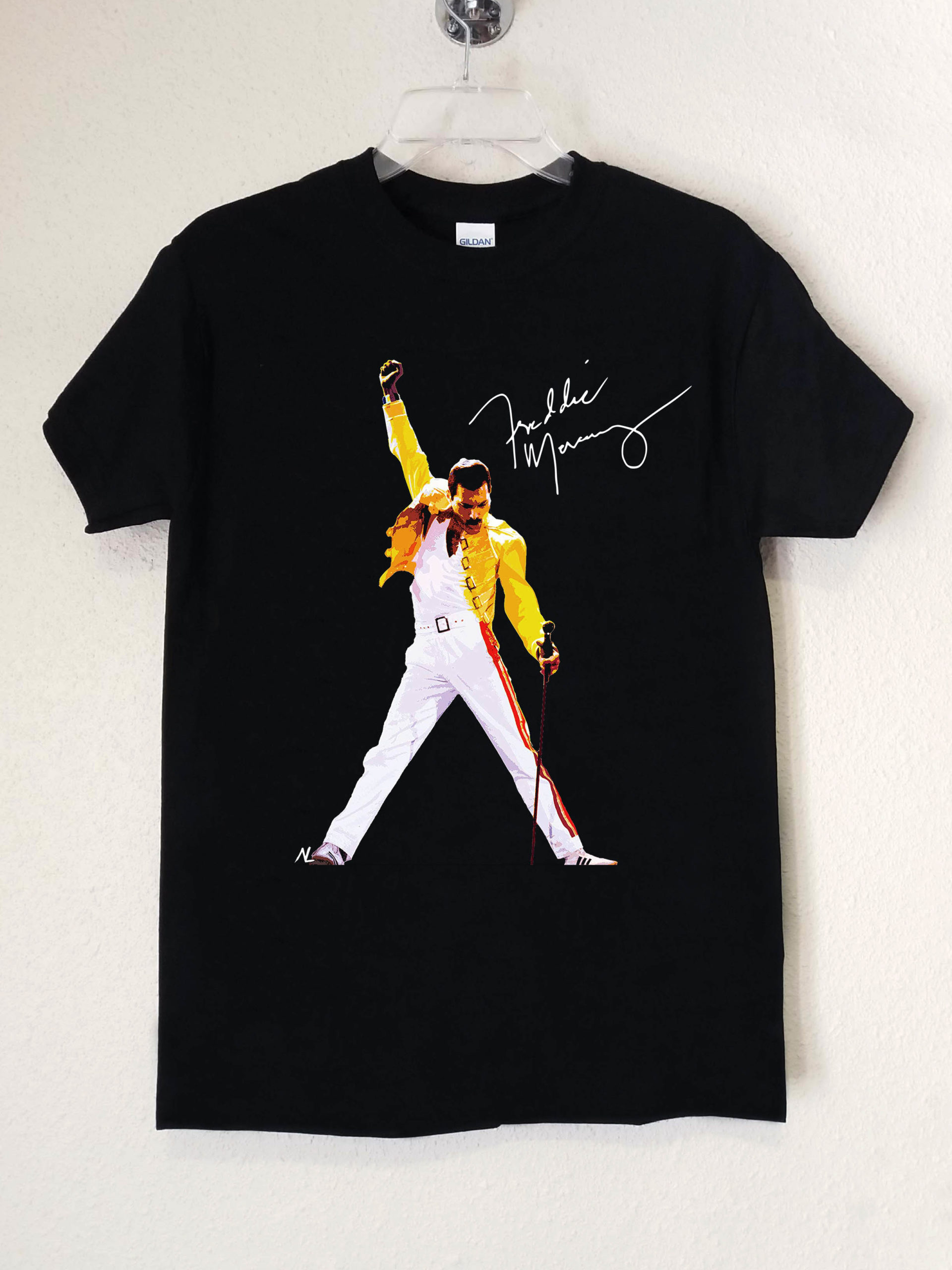 Queen Freddie Mercury Signature Negra Manga Corta Hombre - Abominatron