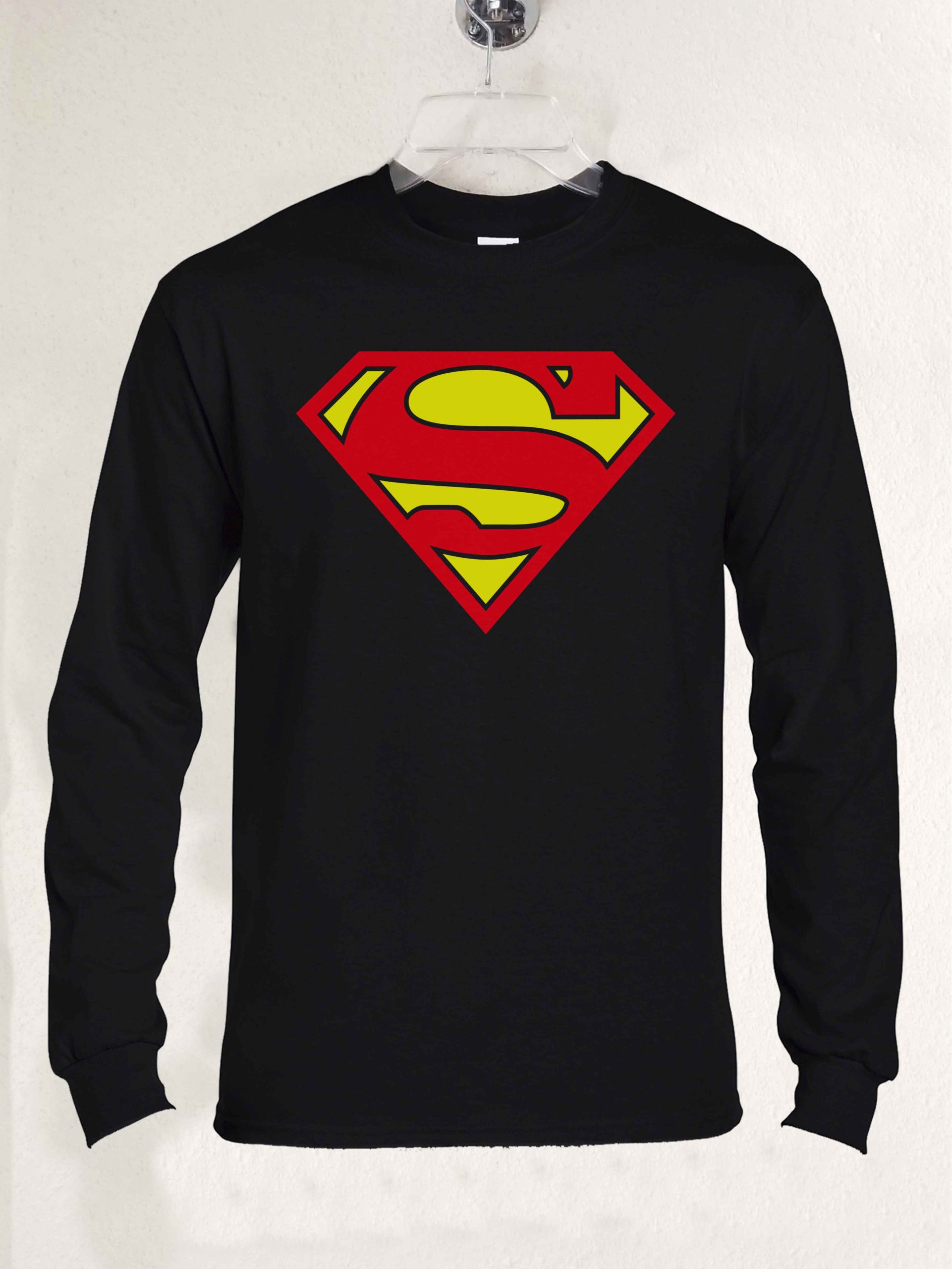 Superman - Camiseta de manga larga para hombre, diseño de escudo de la  guerra, color negro